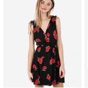 Express Black‎ with Red Floral Mini Dress Size medium